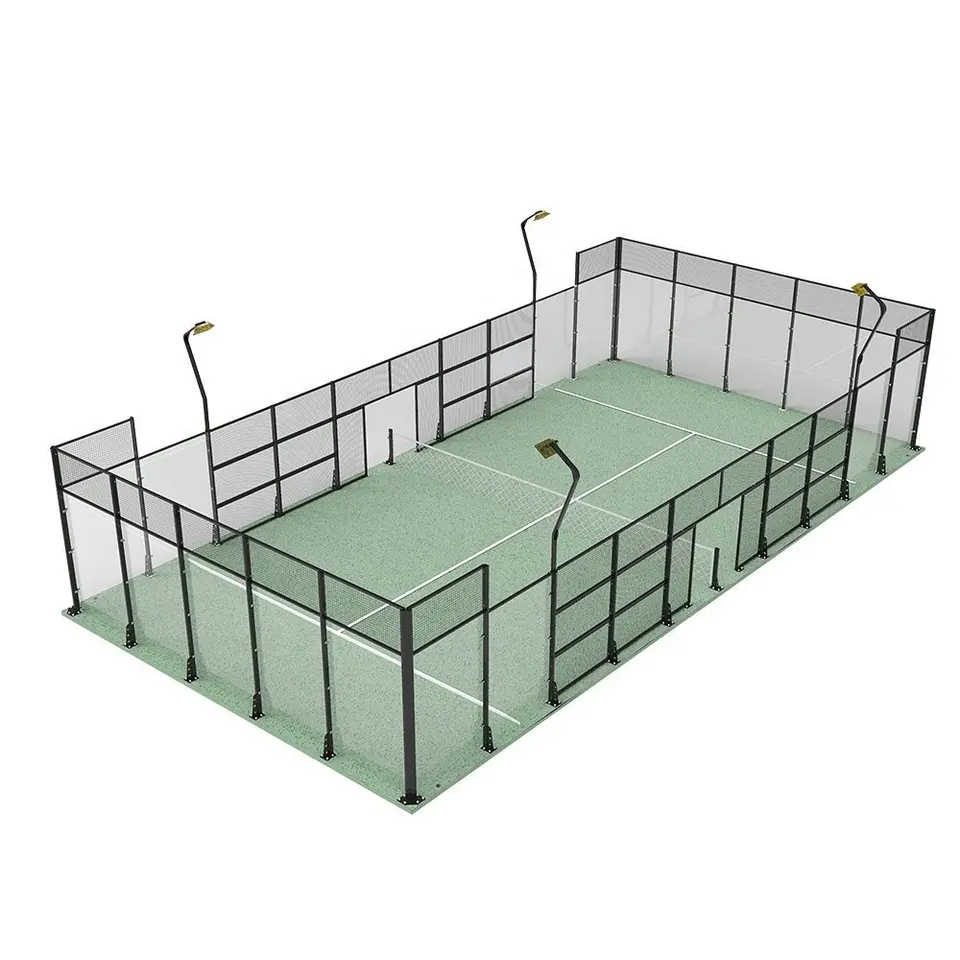 Lndoor Panoramic Padel Tennis Court Customized Roofed Padel Tennis Court