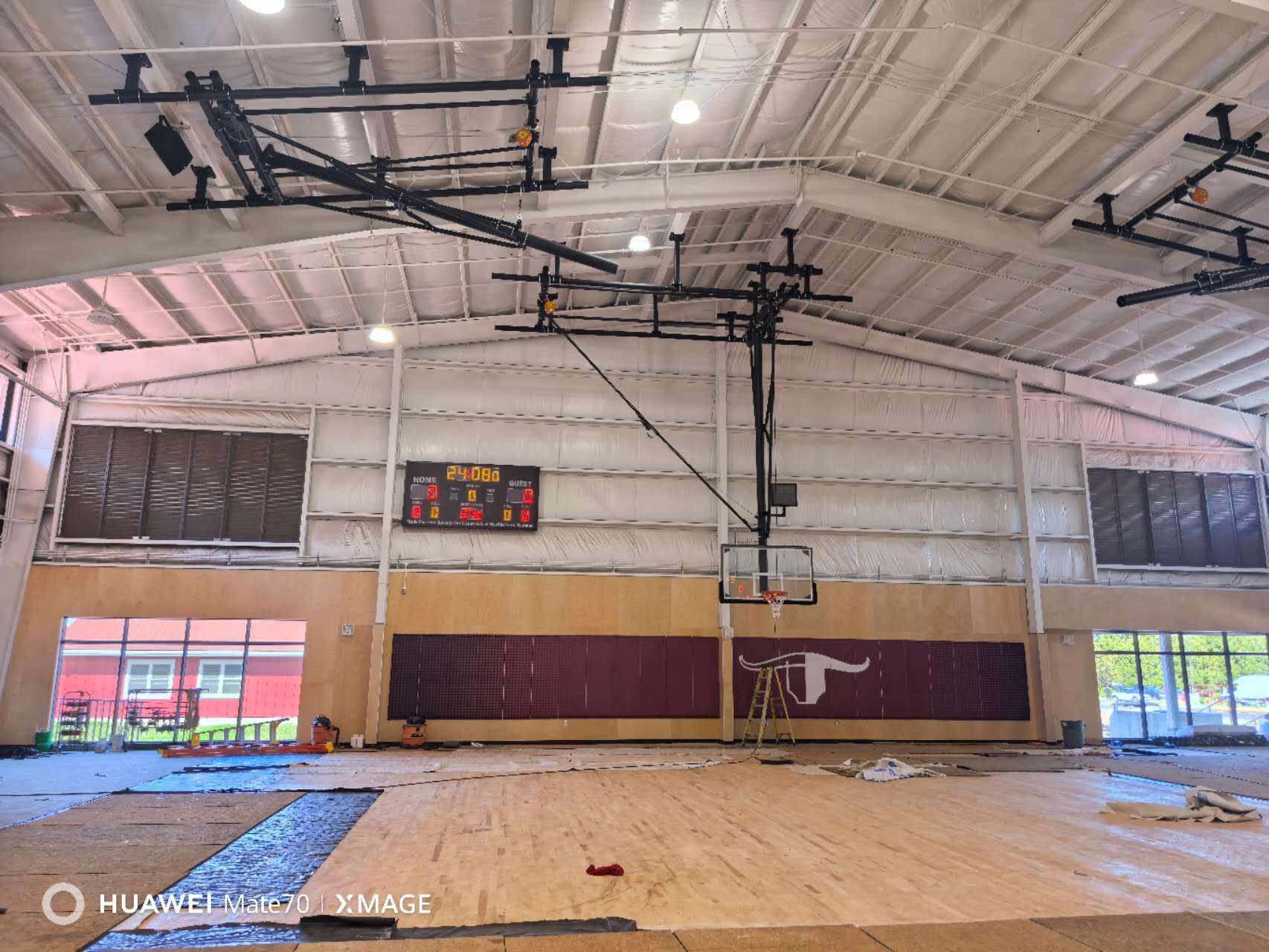 Foldable Basketball Hoop with Tempered Glass Rim - Electrically Movable Manual Ceiling - Mounted Basketball Backboard Stand for Wholesale