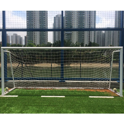 11 a side football goal post size in meters