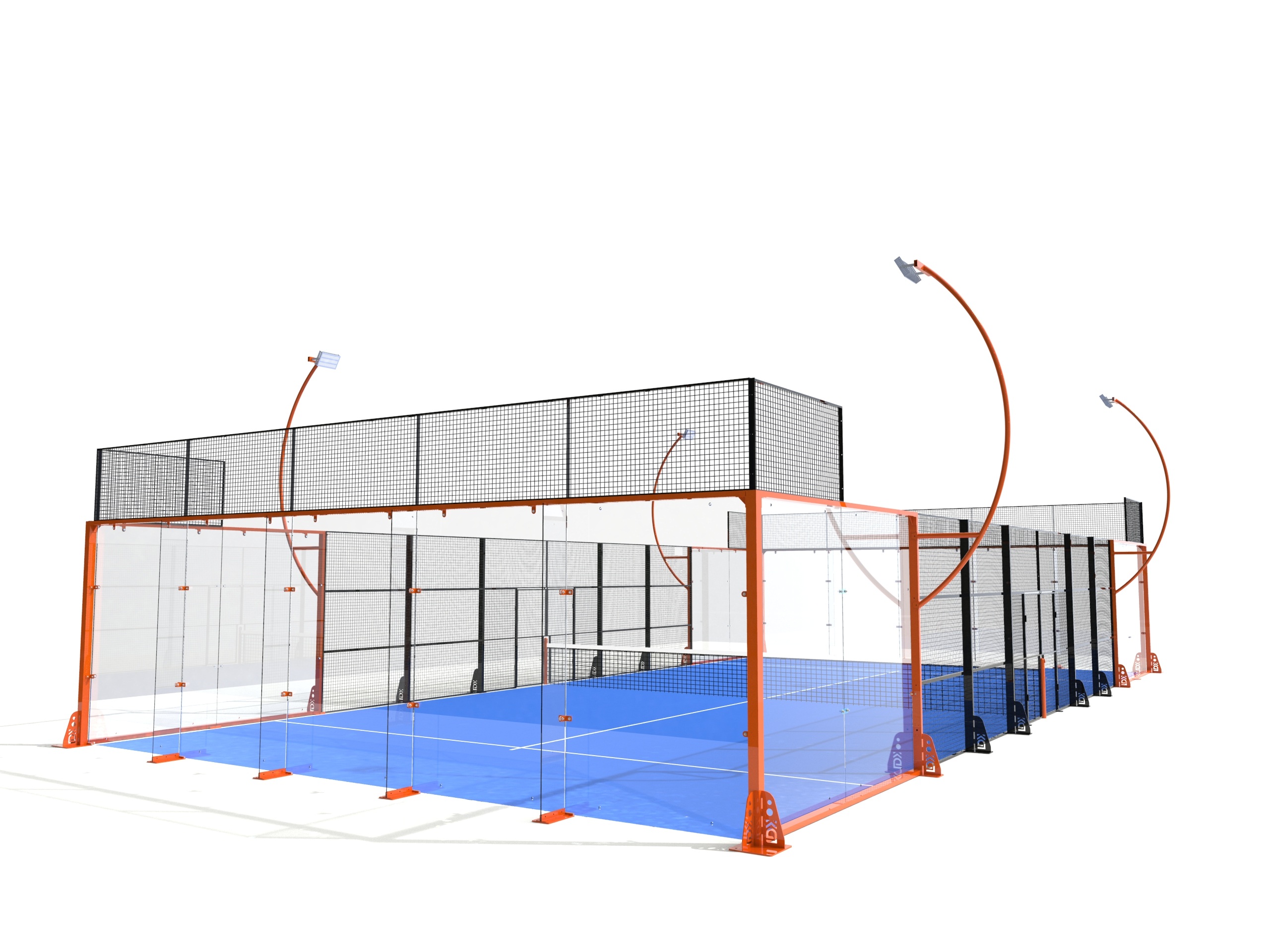 Enclosed Glass Padel Court Electrostatic Polyester Powder Coated Columns Community Trendy Sports Venue
