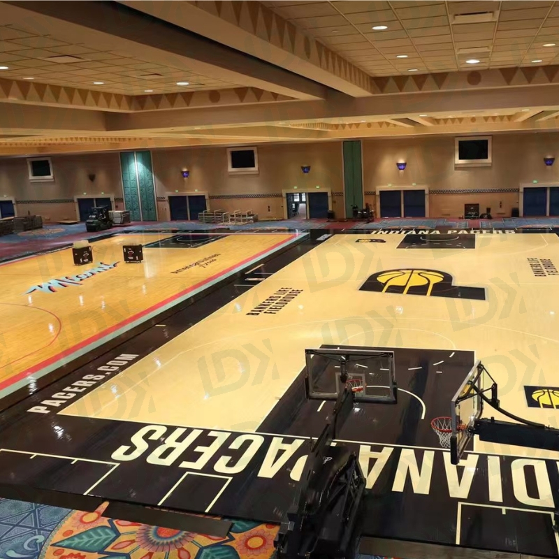 Premium Indoor Multifunctional Solid Hard Maple Sports Wooden Floor – Meets FIBA Standards for Basketball Courts