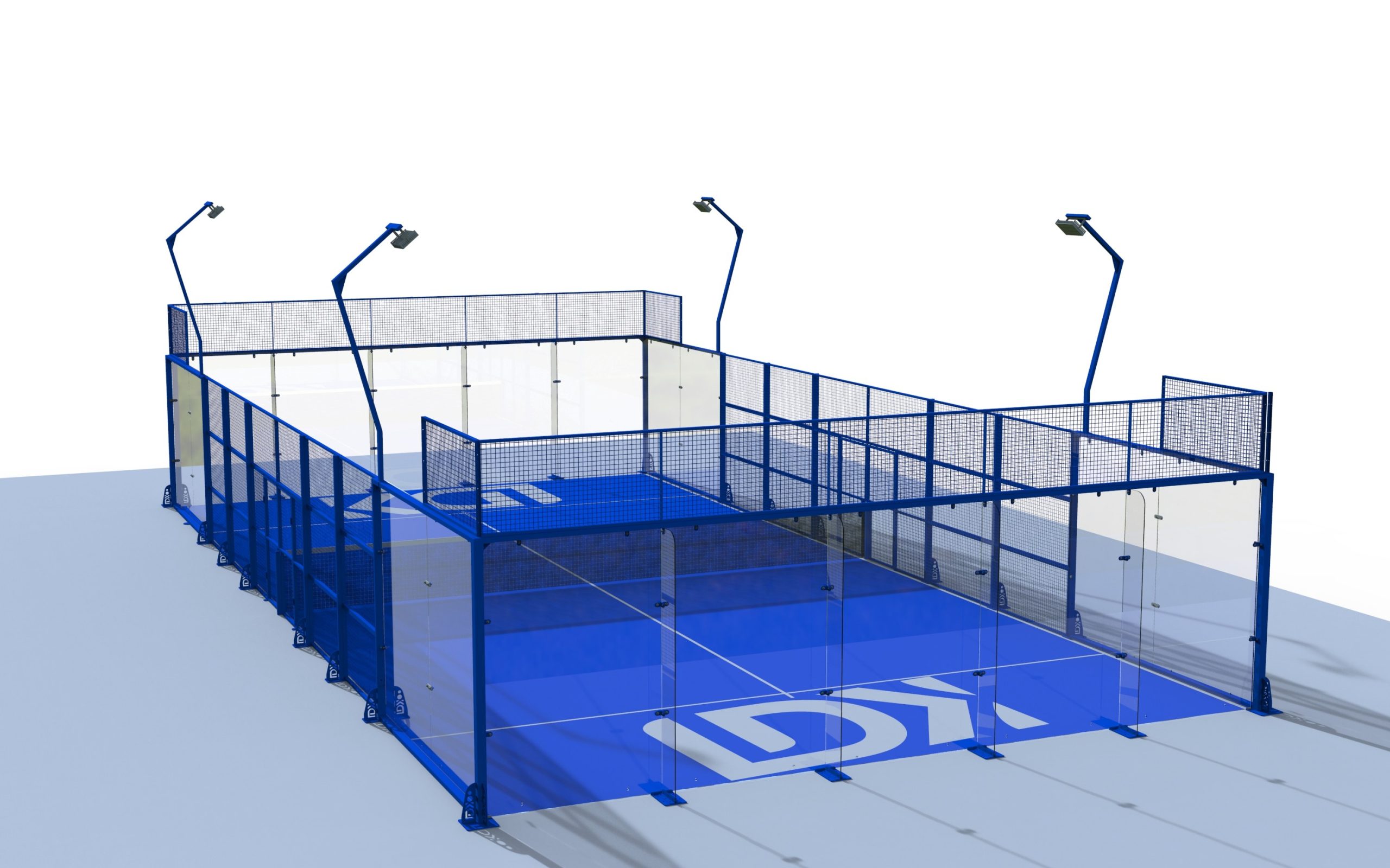 Padel Court with Glass Stiffener Structure 12mm Tempered Safety Glass Glass Stiffener Splicing Technology