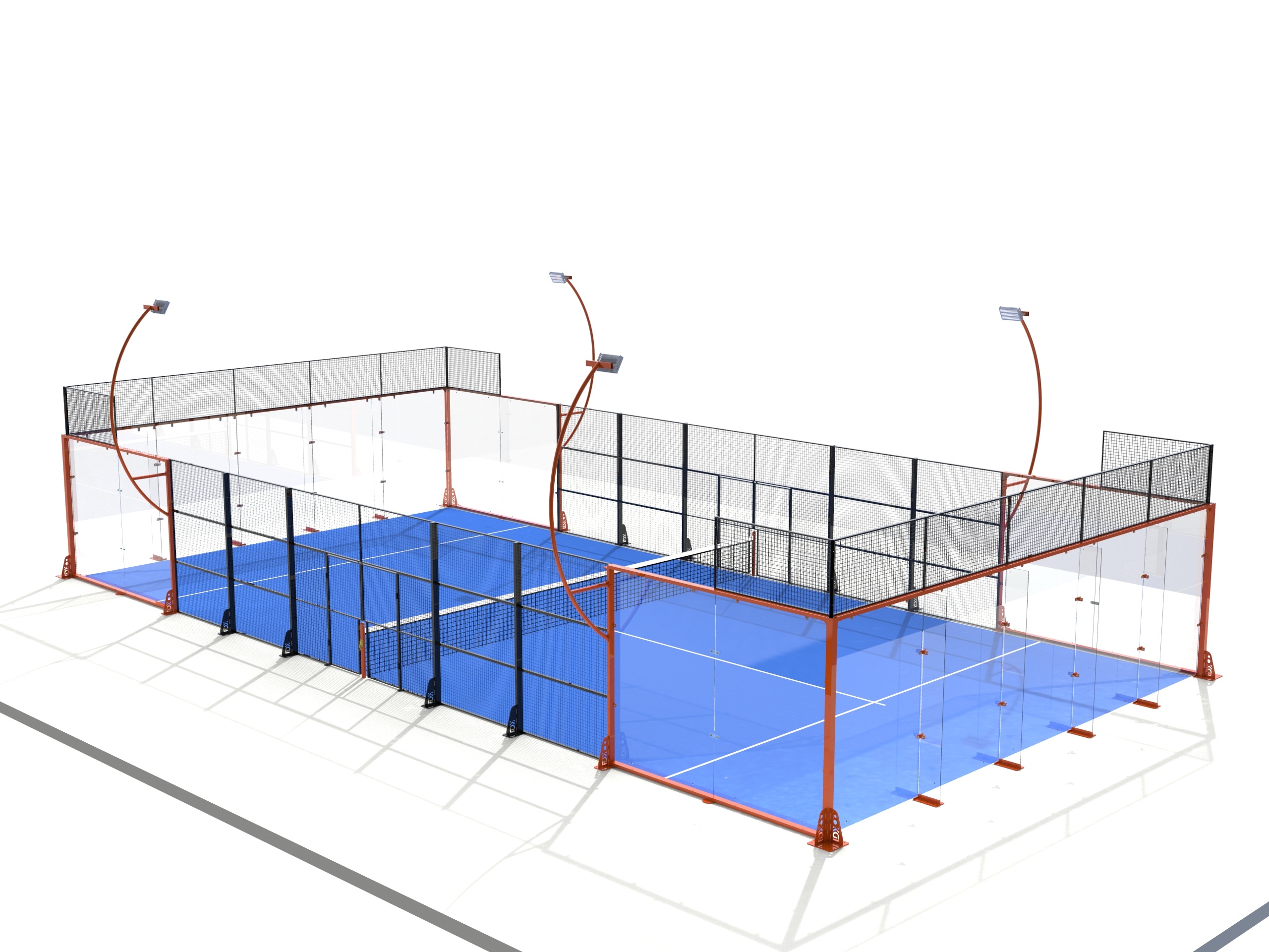 Enclosed Glass Padel Court Electrostatic Polyester Powder Coated Columns Community Trendy Sports Venue