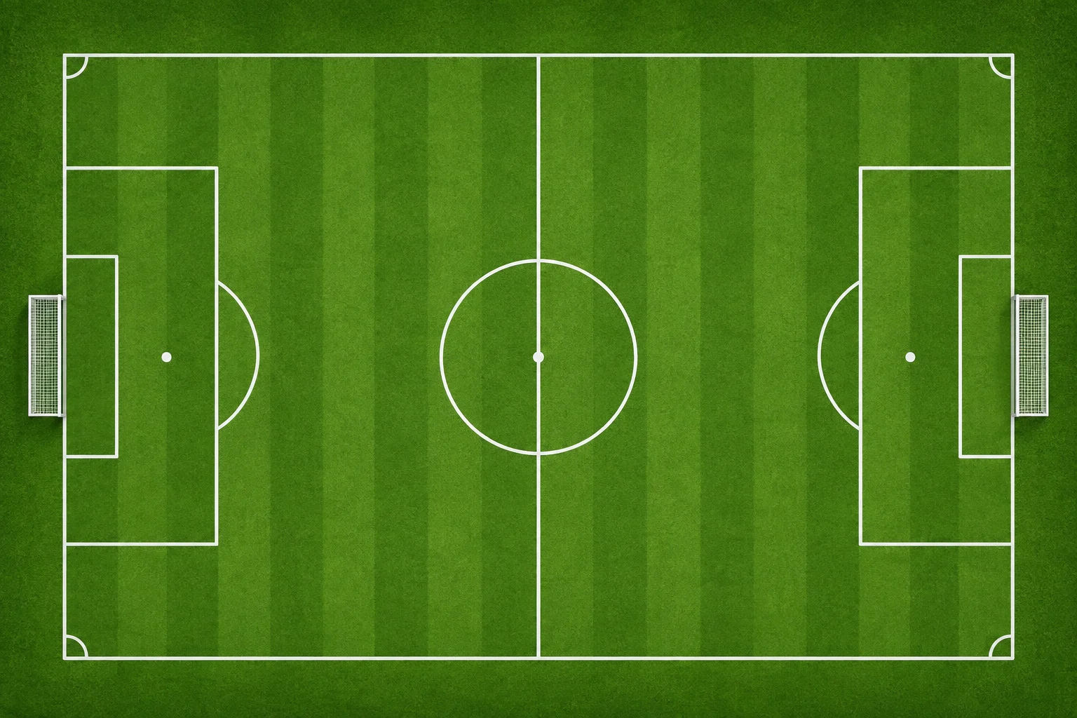 Unlabelled football field layout with goals and penalty areas
