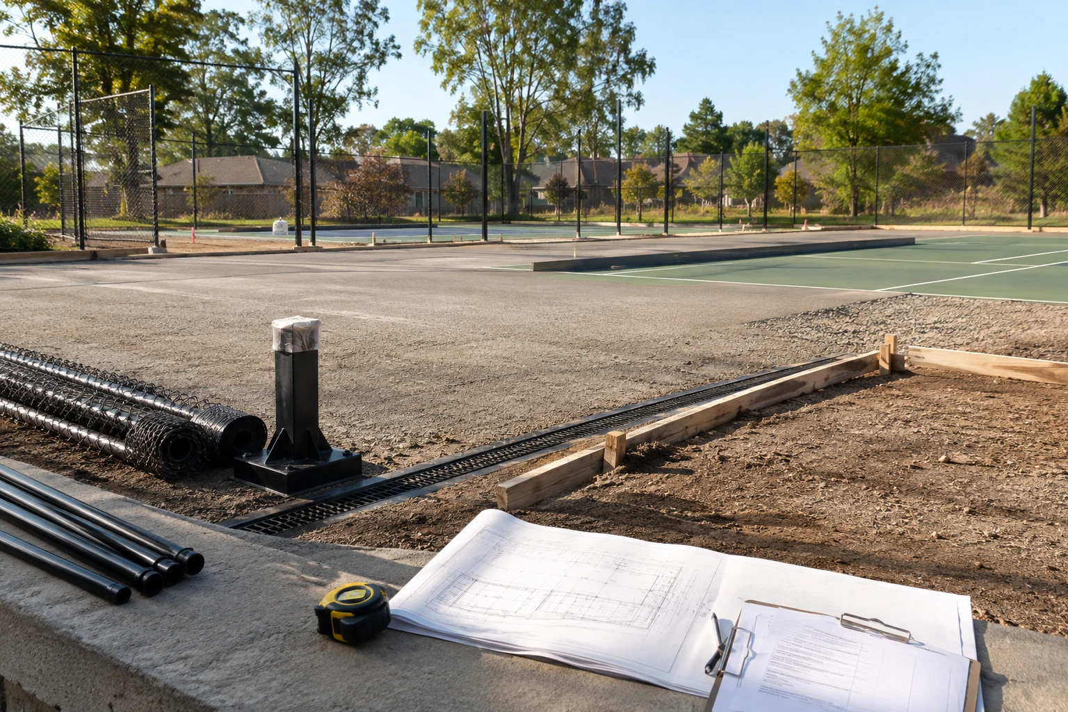 Pickleball court construction planning site