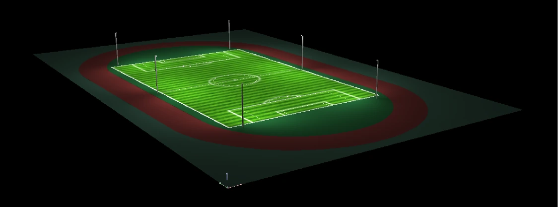 Football pitch field-of-play overview for a standard-size planning guide