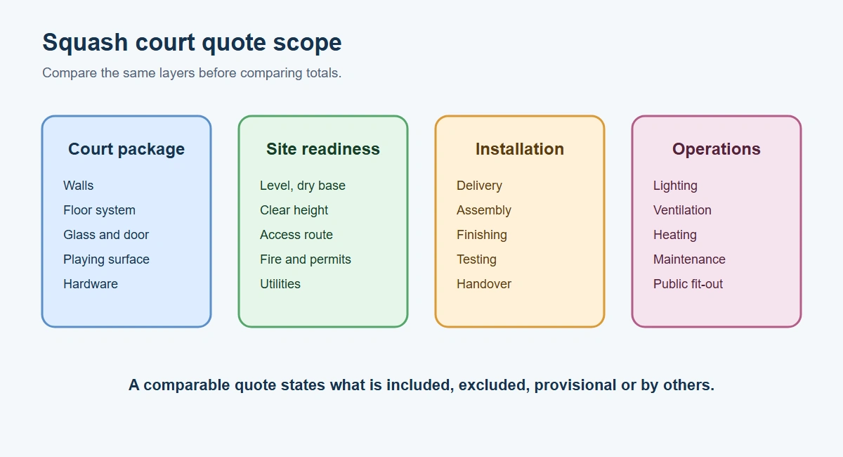 Squash court quote scope diagram