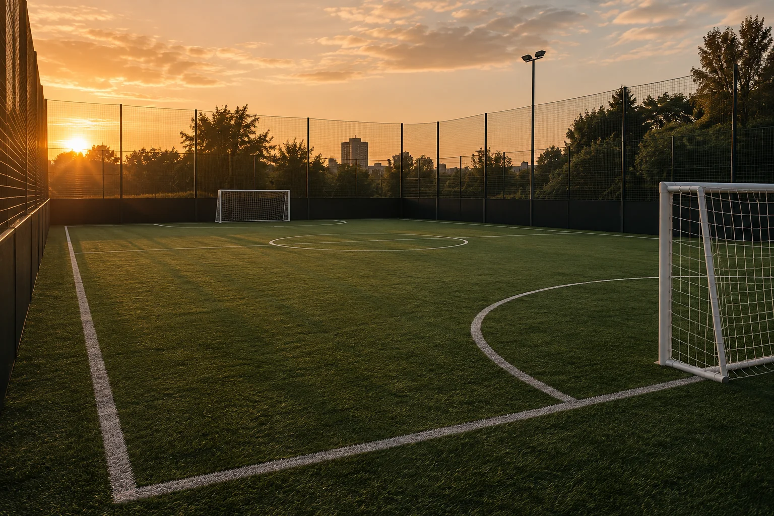Enclosed small-sided cage football pitch