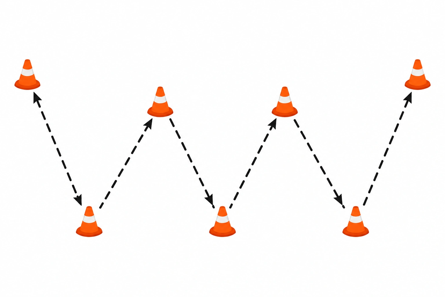 W-shaped football cone drill layout