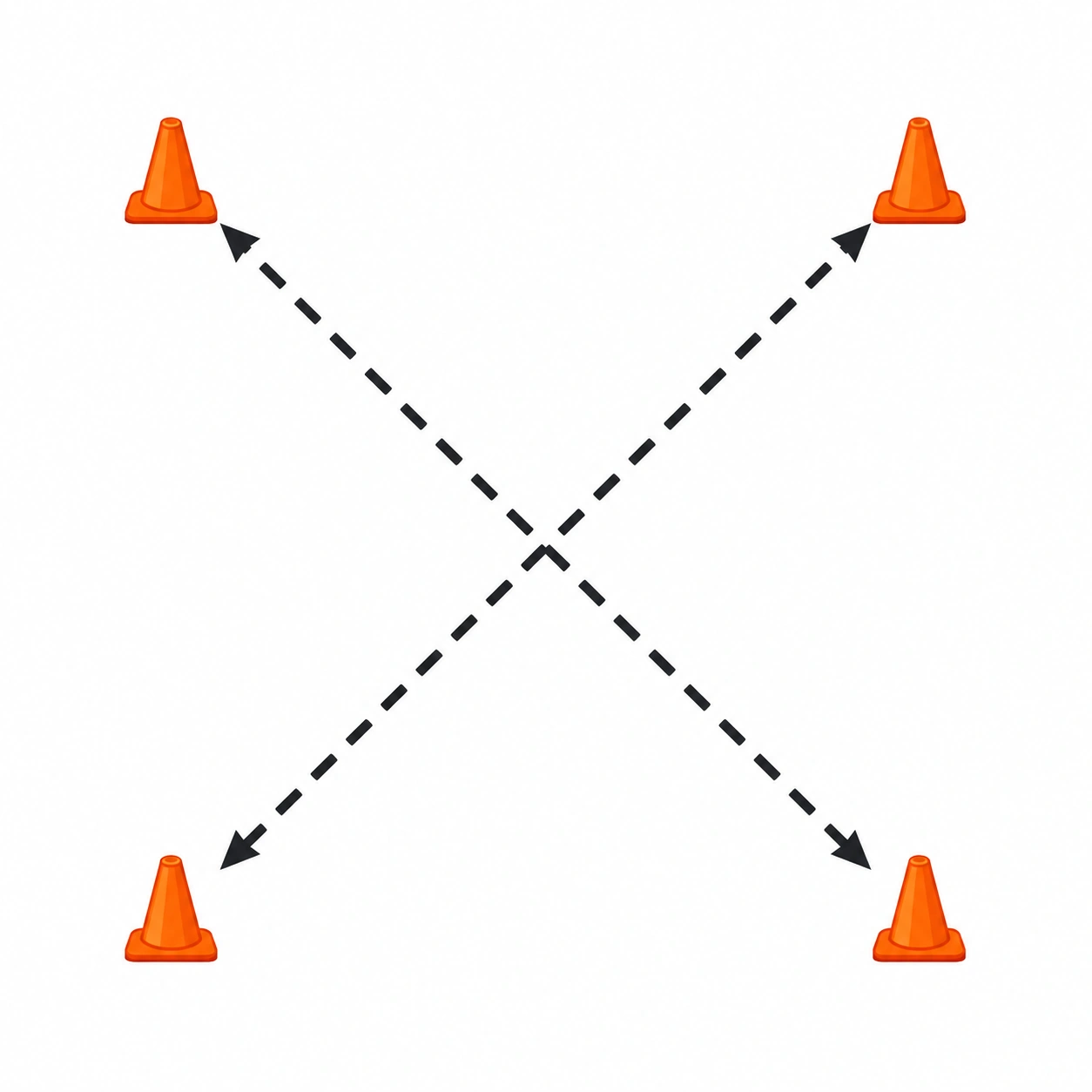 X-shaped football cone drill layout