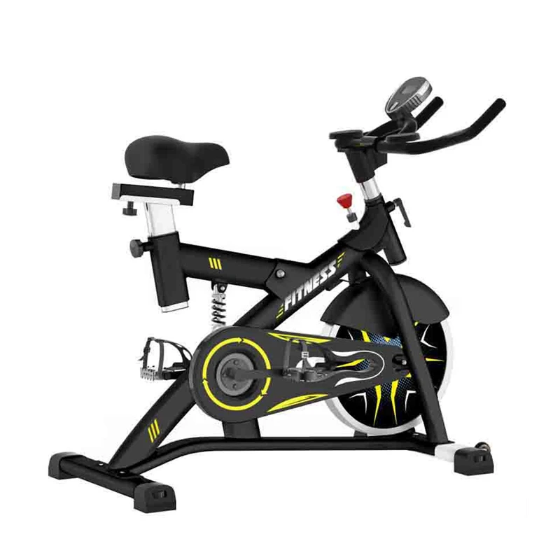 Commercial indoor cycling exercise bike with multi-position handlebar and adjustable saddle mechanism