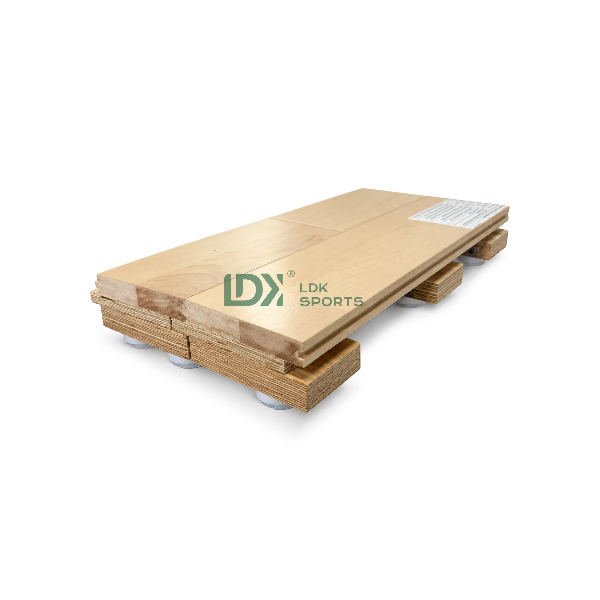 Hover or focus to enlarge Long edge of the LDK25W05 sample showing hardwood and support layers