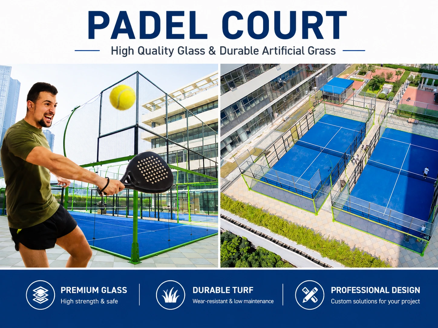 Padel court project with premium glass and durable artificial grass