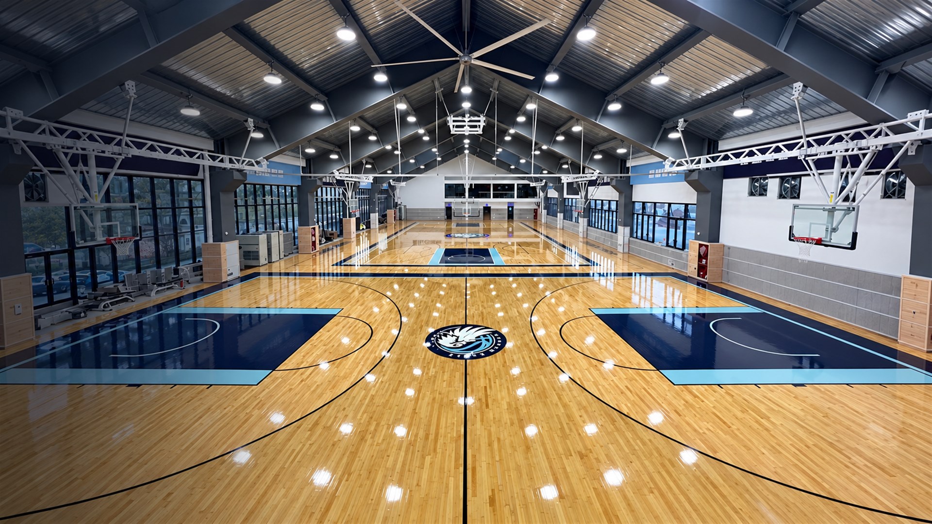 Indoor sports wood flooring basketball court